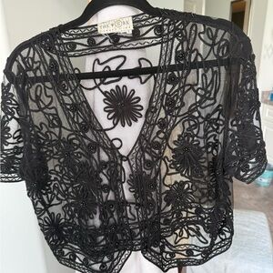 Black Lace Embroidered Top